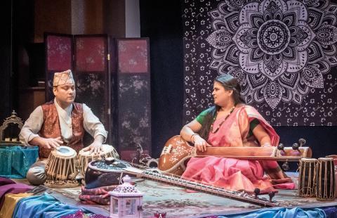 Hari Maya Adhikari and Prem Sagar Khatiwada performing music together