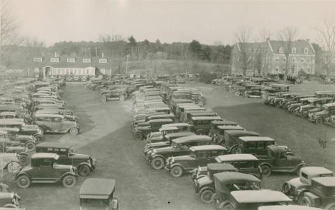 Parked Cars in front of DeMeritt Hall 1927