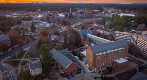 UNH campus at sunset