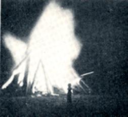 newspaper clipping of a bonfire