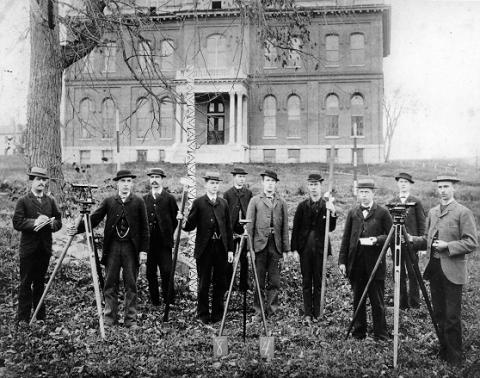 Class of 1884 in front of Culver Hall, 1881